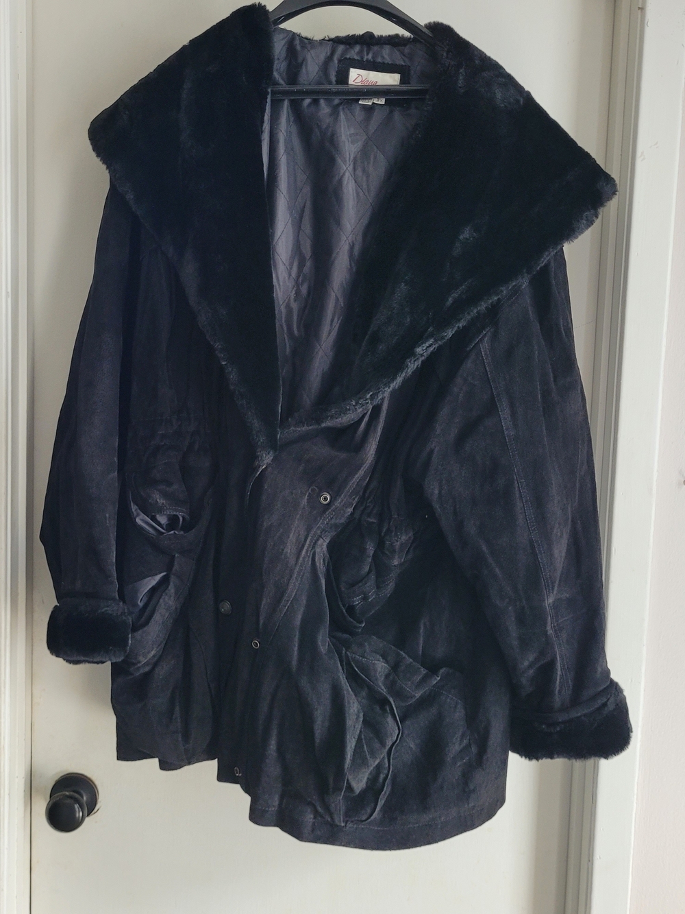 Women's Hooded Suede And Faux Fur Coat 3X